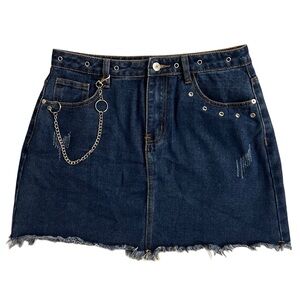 Denim Miniskirt with Chain